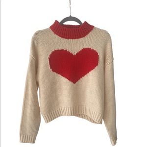 Forever 21 Women's Natural Colorblock Heart Sweater